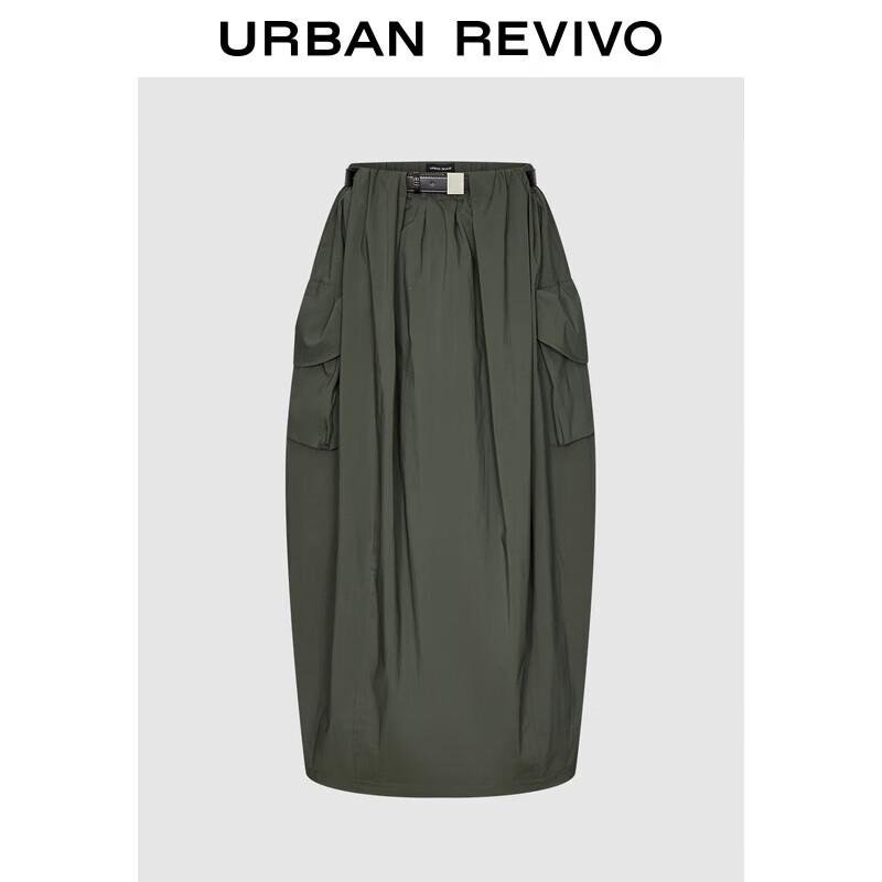 UR Women s A-Line Pleated Cargo Pocket Belted Maxi Skirt S (XS-S)