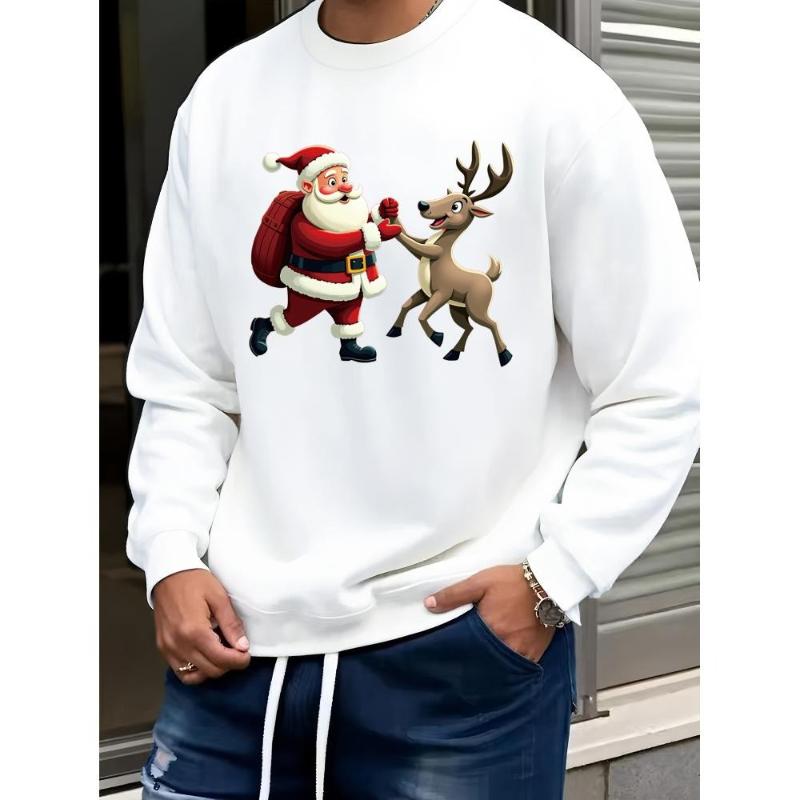 

Мужской свитшот оверсайз с круглым вырезом на Рождество, ткань тянется в 4 направлениях, гибкая многослойность и повседневная носка XXL