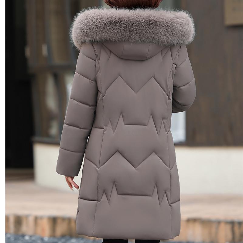 Wintermäntel für Frauen mittleren Alters mit Kapuze, Kunstpelzkragen, Oberbekleidung, locker, elegant, Übergröße, lange Parkas, dicke, warme Damenjacken