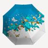 1pc Blue Floral Butterfly Design Umbrella with Plastic Handle,Suitable for All Seasons Umbrellaptys26077