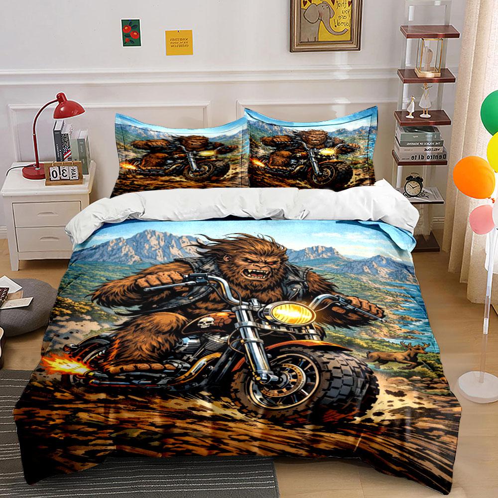 

Motorcycle-riding gorilla graphic. Bedding sets Duvet cover sets Duvet covers Pillowcases(1 * Duvet Cover 2 * Pillowcases, without duvet insert) 135x200cm
