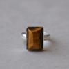 Rectangular Cut Tiger Eye Statement Ring, 925 Sterling Silver Ring, Handmade Minimalist Everyday Wear Jewelry