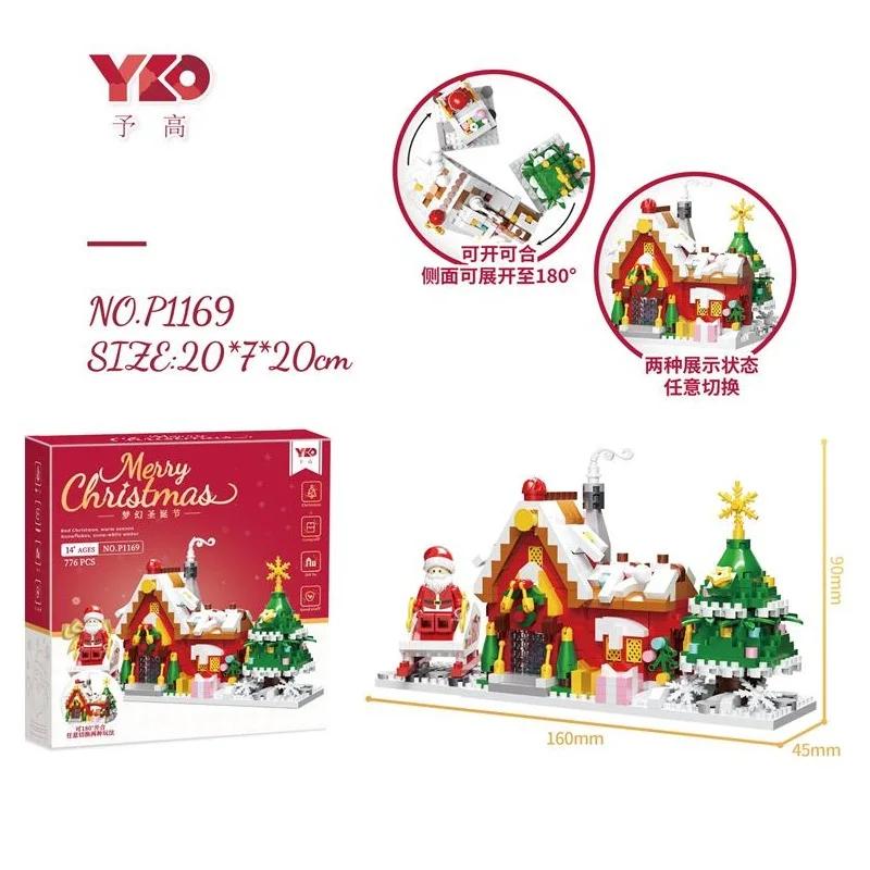 Latest Small Blocks Fun Christmas Tree Goods Music Box Santa Claus Construction Blocks Toy Adults Present Xmas New Year Girl  Yg
