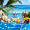 3 Pcs Iridescent Ocean Waves Tablecloths, 54 x 108 Inch Disposable Plastic Ocean Table Cloth, Water Print Tablecloths Ocean Table Cover for Beach