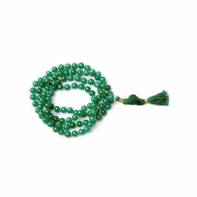 Чётки из Зелёного Агата: для гармонизации Меркурия (108 шариков), Green Hakik (Agate) Mala For Budha And Healing, Kalyan Puja