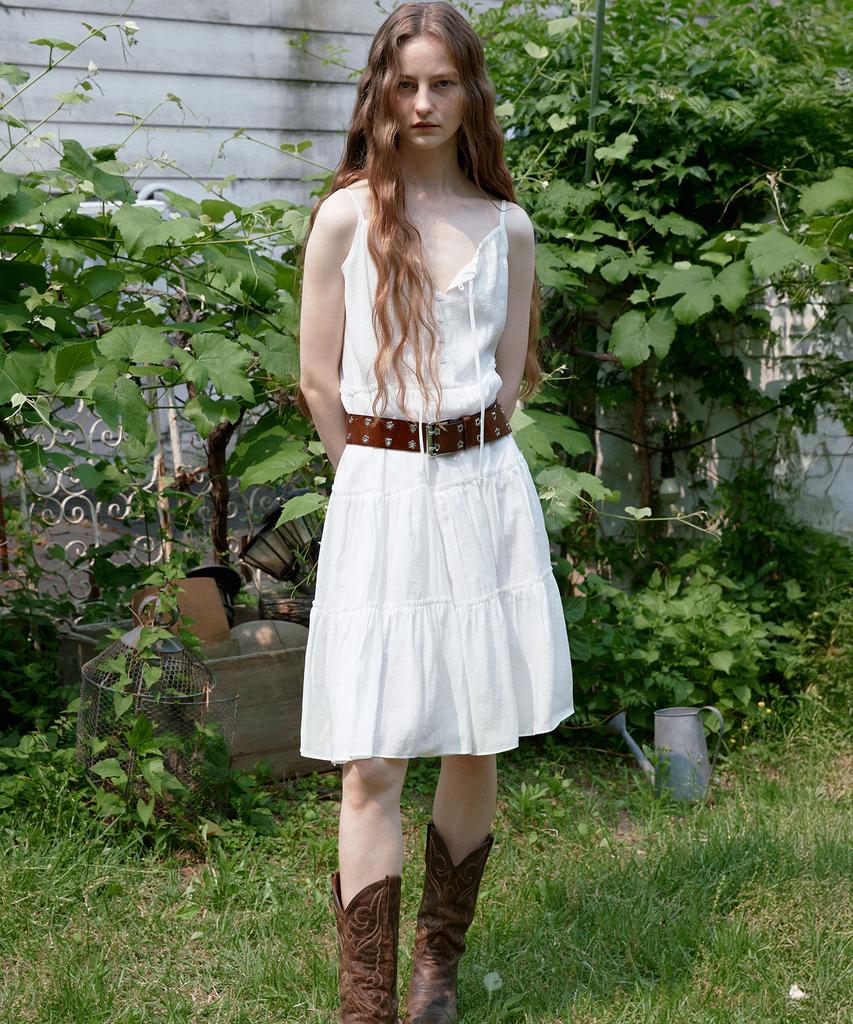 Yutosiseu Shirring Button Dress(White)