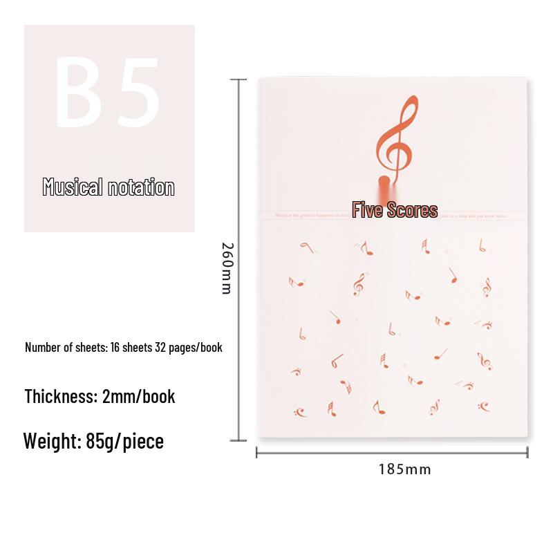 A4 Wide-Spaced Music Sheet Notebook for Beginners - Loose-Leaf, Thickened, Blank Pages for Children