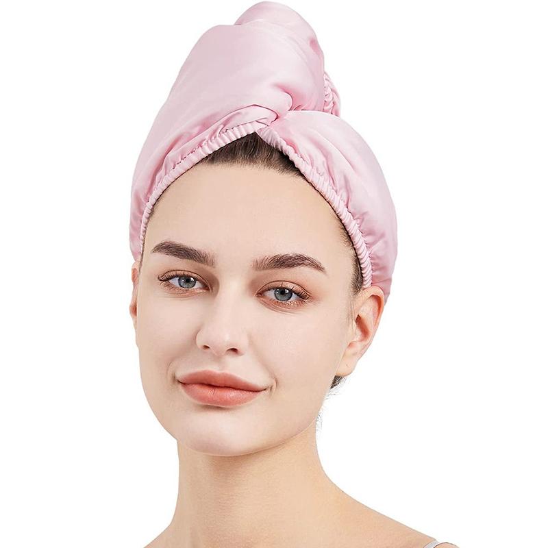 Satin Wrapped Silk Dry Hair Cap Satin Ultra-Soft Coral Fleece Luxurious Color Hair Towel Wrap Quick-Dry Absorbent Shower Cap Tur