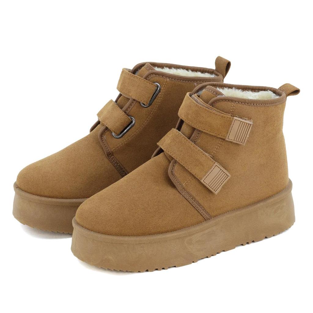 Dedes Shearling Double Flat Thick Unisex Boots, Mid-Length, Belt, Shoes, Sole, 4.5cm, Fur, Snow, Winter, Warm, Boa,