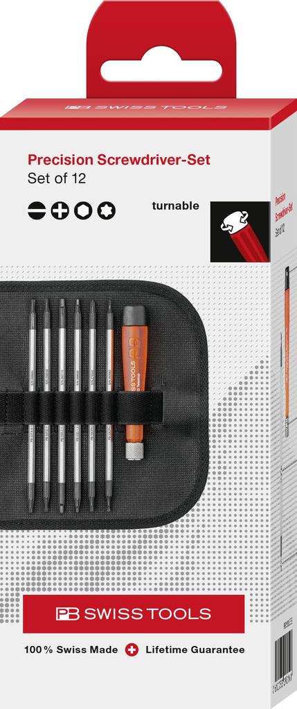 PB Swiss Tools Interchangeable Handle Precision Screwdriver Set in Case 6-Blade, Roll-Up (513.CBB)