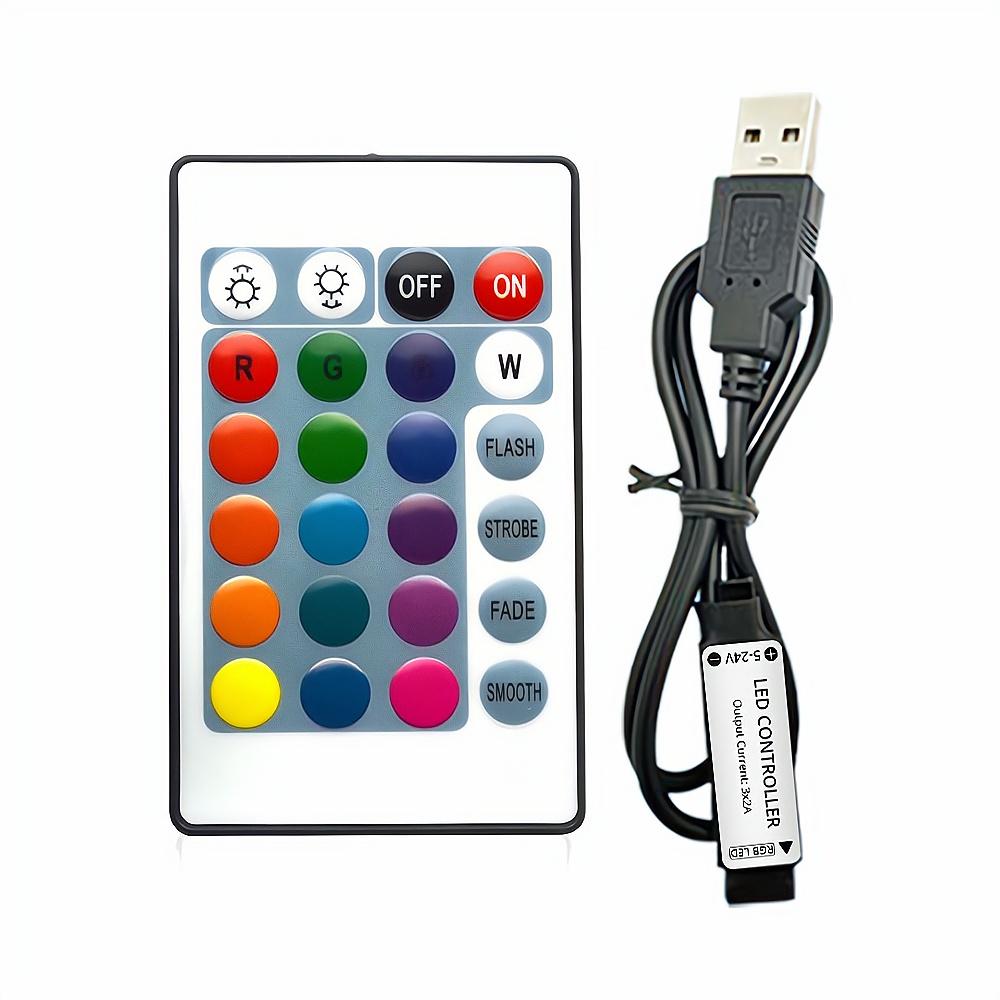 DC 5V USB RGB Control LED Light Strip 3K 17K 24K Wireless Remote Key Led Controller 144w High-power Dimmers Switch Discoloration