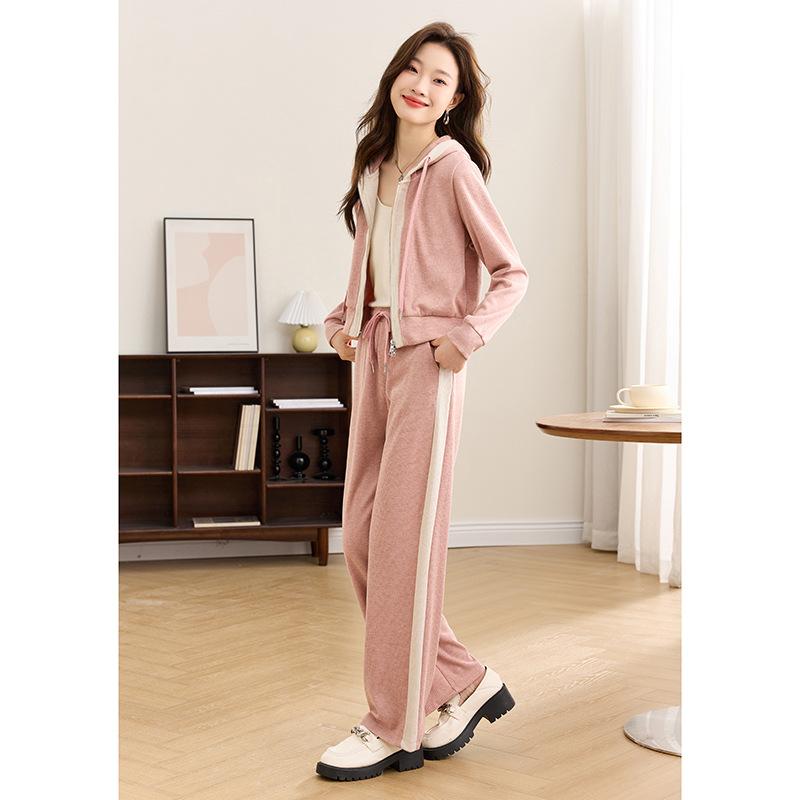 Autumn and Winter New Jacket Wide-leg Pants Fashionable Foreign Two-piece Suit Women