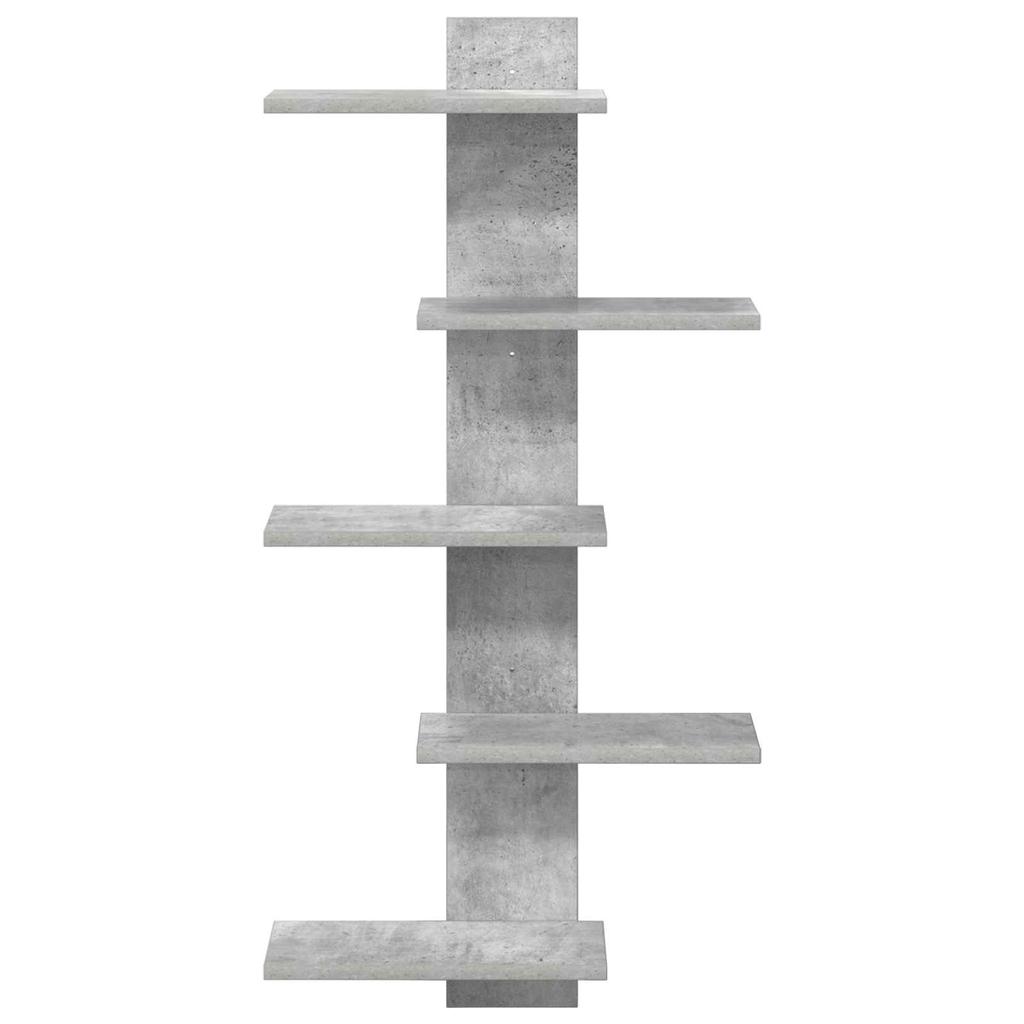 Wall Shelf Concrete Gray 48.5 X 15 X 101 Cm Engineered Wood