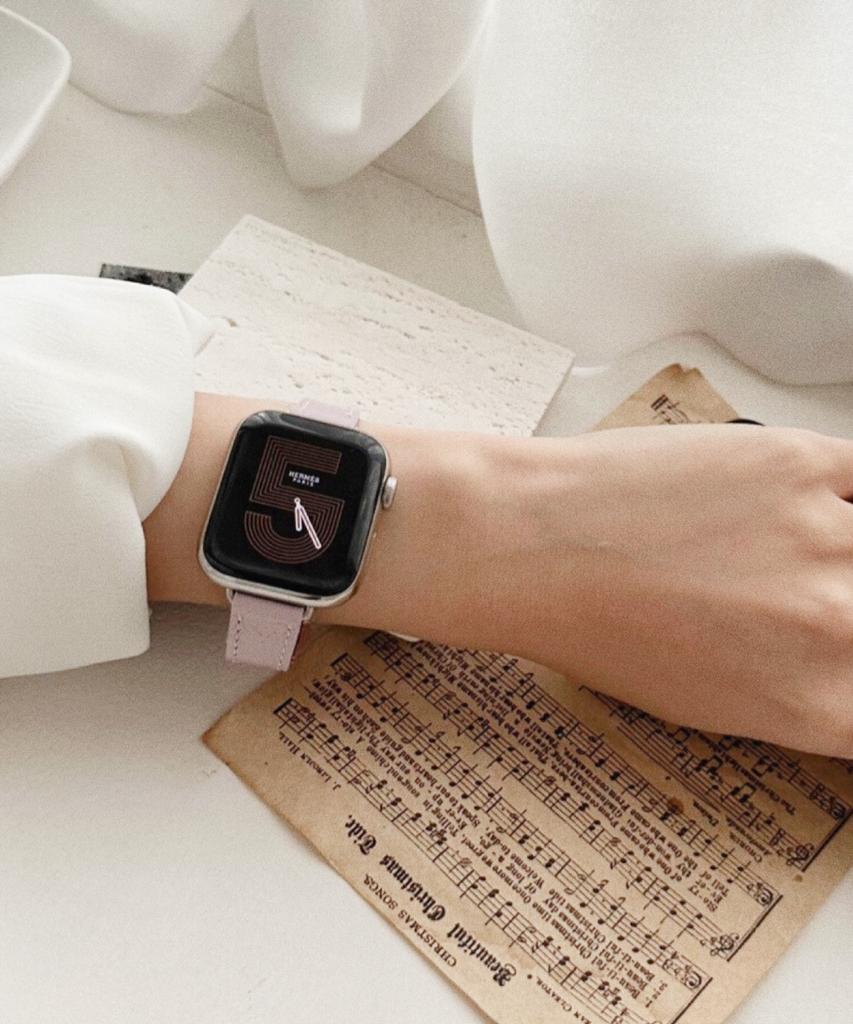 Adeo Apple Watch Premium Glossy Slim Strap Light Purple Lilac Leather Watch Band