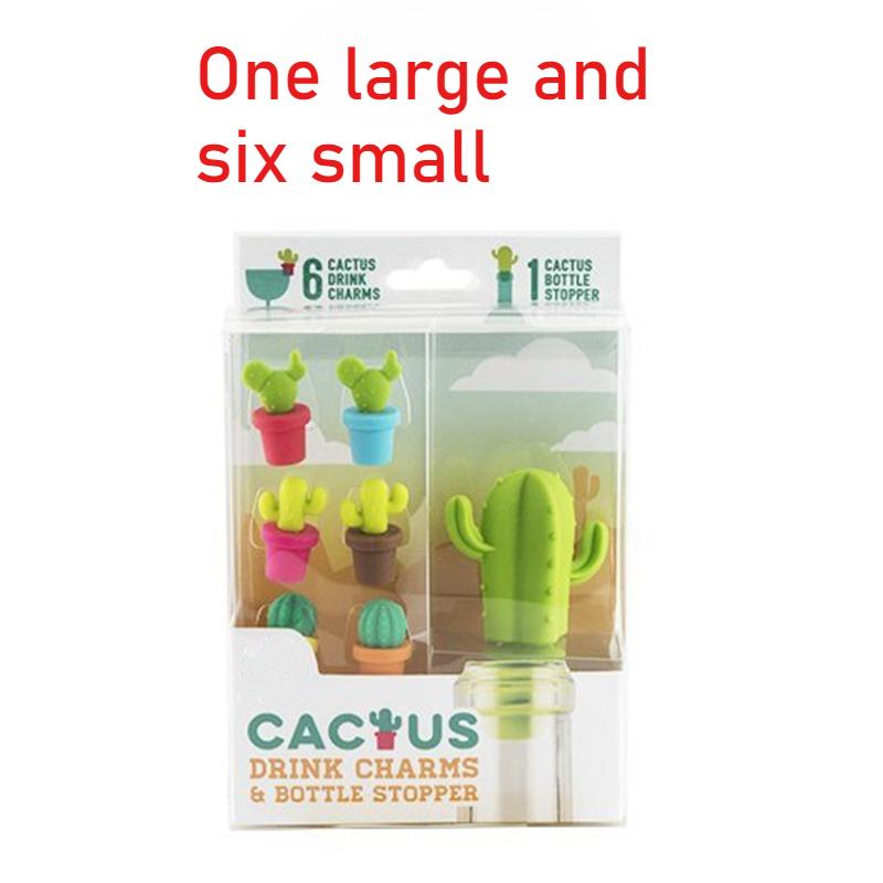

Cactus-Shaped Silicone Wine Stoppers &Glass Markers - 2-in-1 Creative Leak-Proof Set for Party, BPA-Free Freshness Preservation