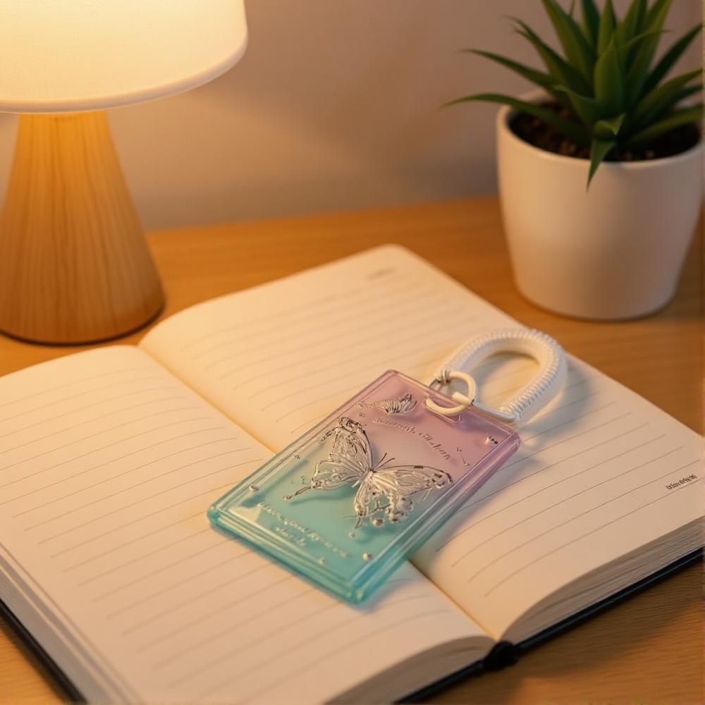 Transparent Photocard Holder Kpop Idol Card Holder Cute Butterfly Slider Design Protective Case Student Backpack PendantKeychain