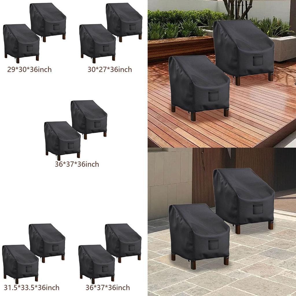 2Pcs Chair Covers Black Sturdy Gifts for Outdoor Furniture Oxford Cloth Heavy Duty Patio Furniture Cover Lounge Deep Seat Cover