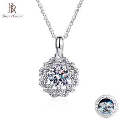 S925 Sterling Silver 1 Carat Moissanite Necklace VVS D Color 8 Hearts & 8 Arrows Pendant Female Dating Fine Jewelry