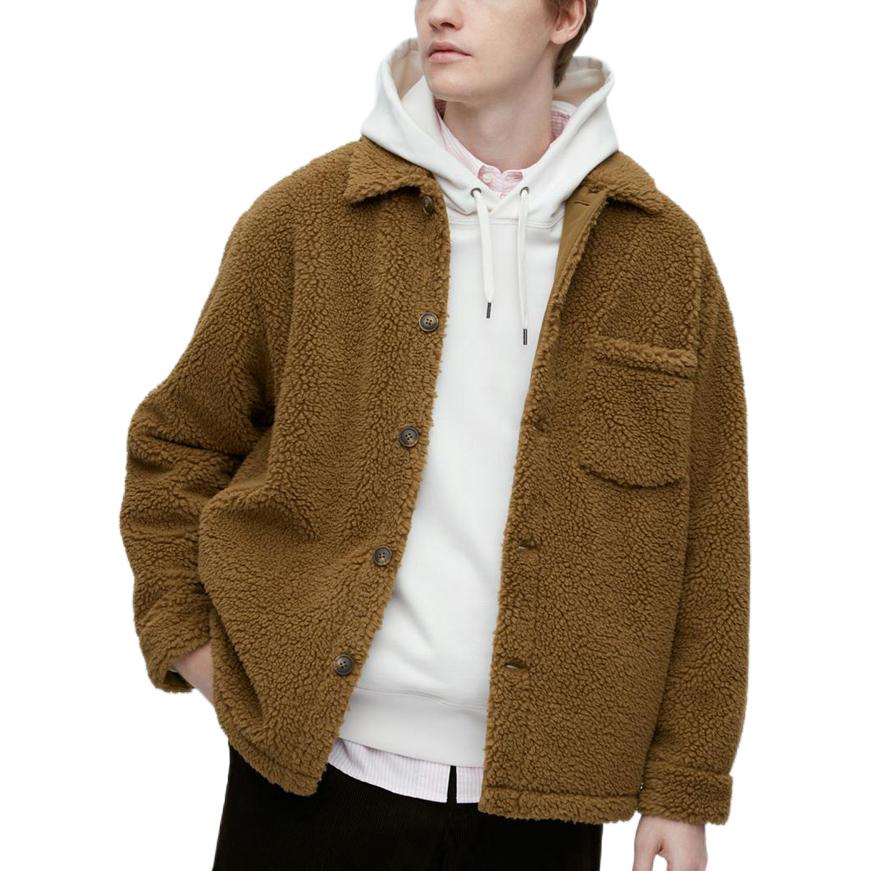 Uniqlo Windproof Fleece Shirt Jacket Men Jackets Camel 452830-34