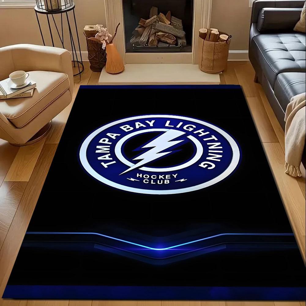 Tampa Bay Lightning Logo Rug Design Patterned carpet, non slip mat suitable for living room and bedroom sofas