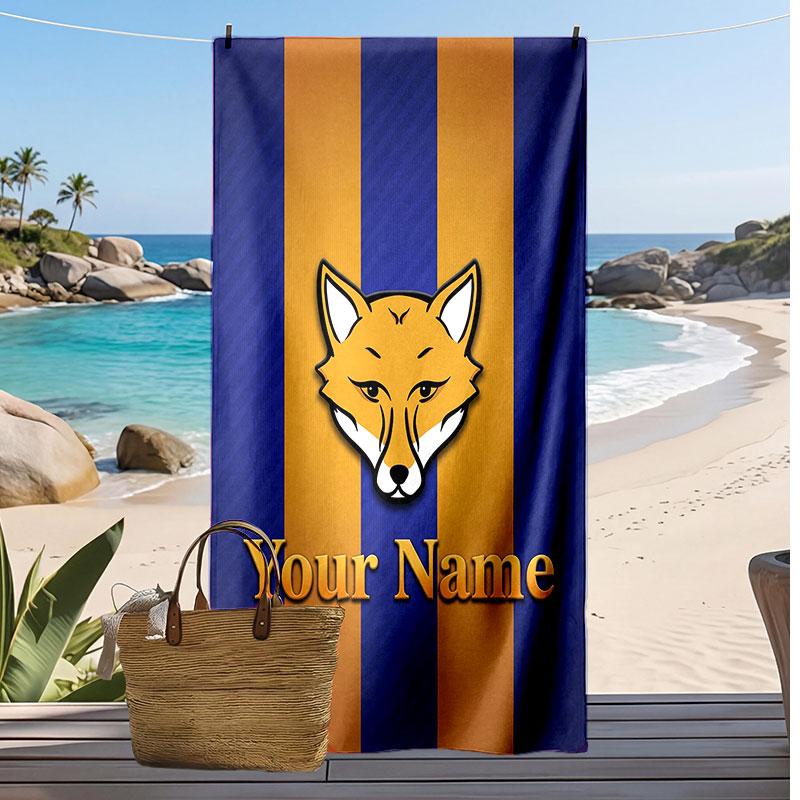 Leicester City Personalisiertes Bedrucktes Strandtuch Fußballlogo Unterstützung Benutzerdefinierter Name Text Absorptionsfähiges Handtuch für Sport Reisen Besonderes Geschenk