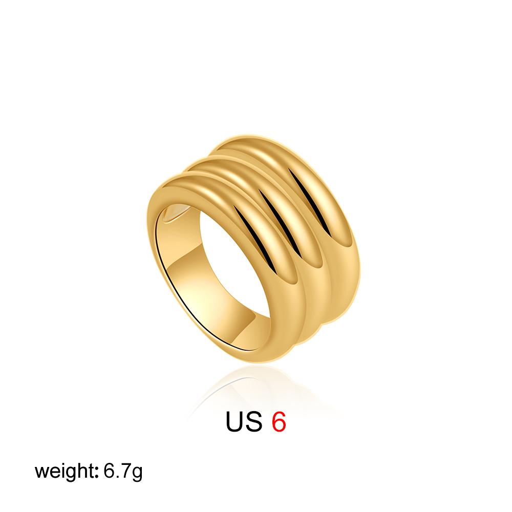 Retro Stainless Steel Flower Woven Geometric Ring with Wide Edges Double Layered Texture Simple and High-End Feeling Layered