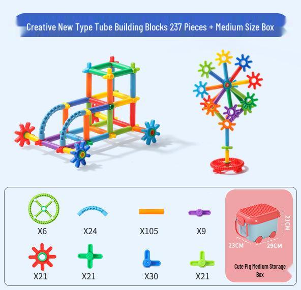 Interlocking Straw Building Blocks for Kindergarten Educational Use