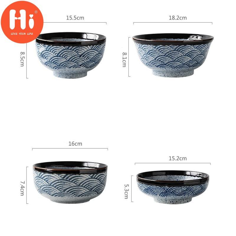 Hi Japanese Style Ceramic Rice Bowl Ramen Bowl Salad Noodle Soup Bowl Restaurant Steak Plate Kitchen Tableware Home Decoration