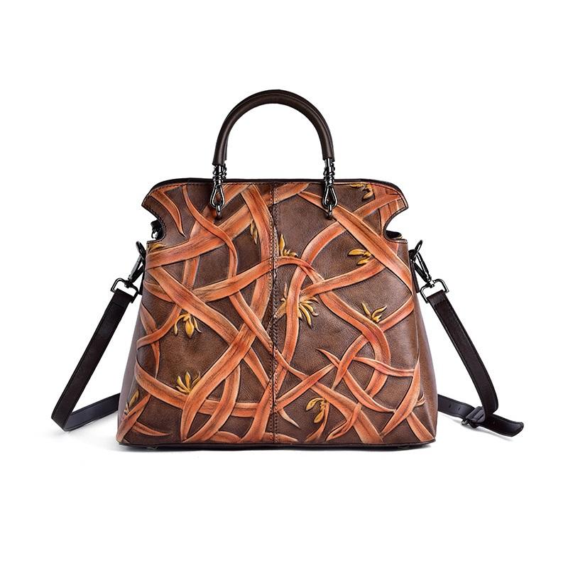 Dámské kabelky z pravé kůže Vintage kabelky Tašky přes rameno z embosované hovězí kůže Módní kabelka Crossbody