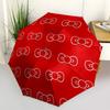 1pc Red Background with White Bow Patterns Umbrella with Plastic Handle, Suitable for All Seasons Outdoor YUSAN384