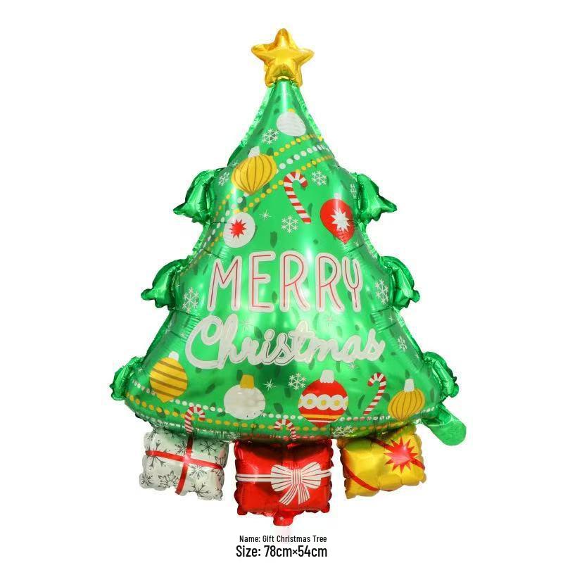 Large Christmas Tree and Santa Claus Aluminum Foil Balloons for Window Display 