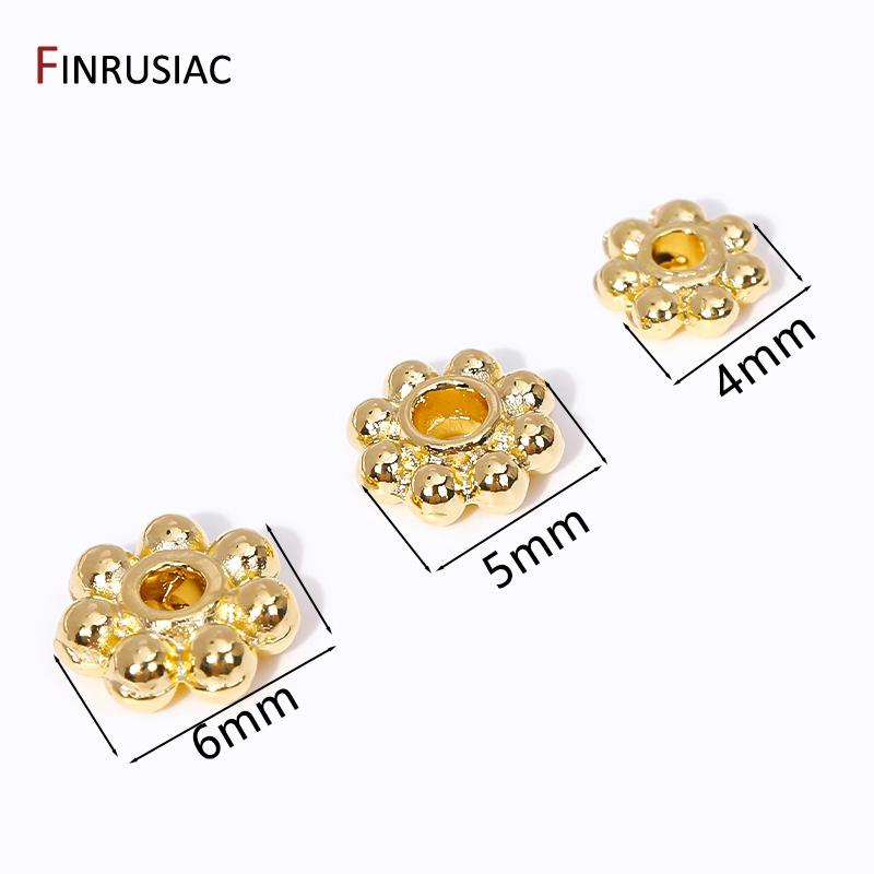 

30PCS 4mm/5mm/6mm 14K Real Gold Plated Brass Flower Bali Spacer Beads For Jewelry Making DIY Handmade Jewelry Accessories 4mm-30pcs