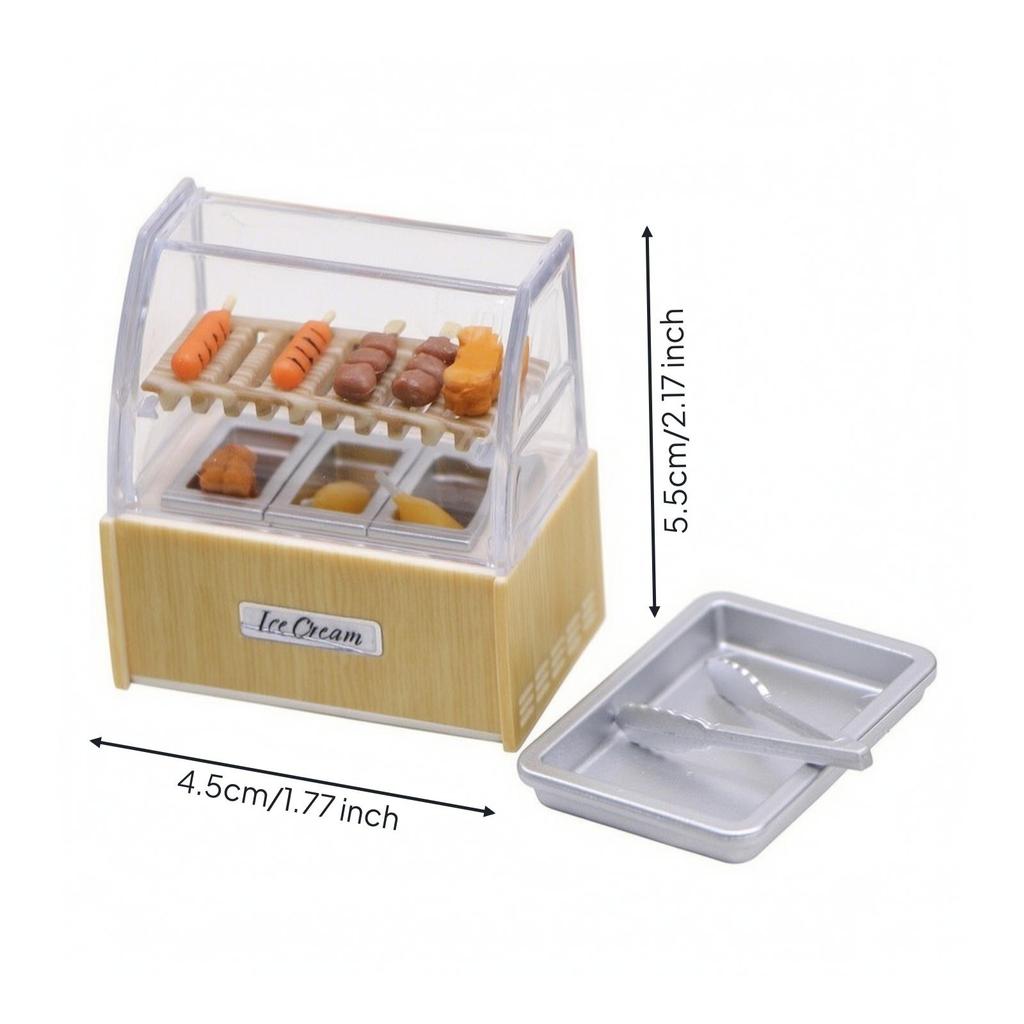 Miniature Bakery Display Exquisite Details Oden Food Cabinet