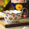 Hand-painted handle bowl Ceramic tableware bowl Household new retro soup bowl Instant noodle bowl Large bowl Salad bowl