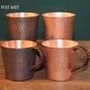 Vintage Copper Breakfast Coffee Mug,Multiple Sizes Handcrafted Hammer Texture Camping Water Mule Tea Cup,Woven Handle Tableware