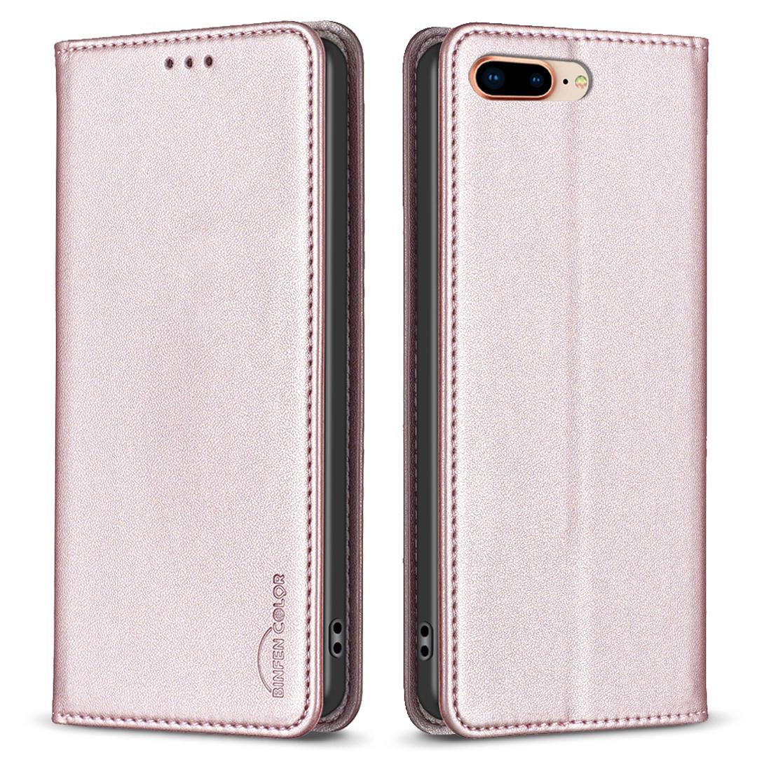 

BINFEN COLOR BF18 Кожаный чехол с отделением для карт и подставкой для iPhone 8 Plus/7 Plus/6 Plus/6s Plus Rose Gold