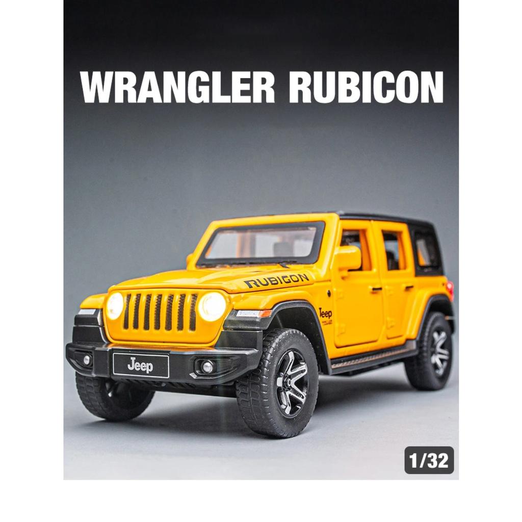 1/32 Jeeps Wrangler Rubicon Vehicle Model Car Toy High Simulation Sound and Light Off-road Alloy Collection Toy Car for Children