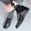 Business leather shoes lazy shoes soft sole dad driving shoes solid color velvet casual shoes