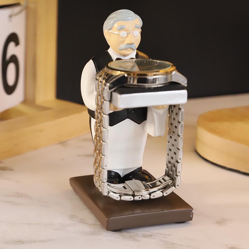 Resin Butler Watch Stand - Cartoon Old Man Desktop Ornament
