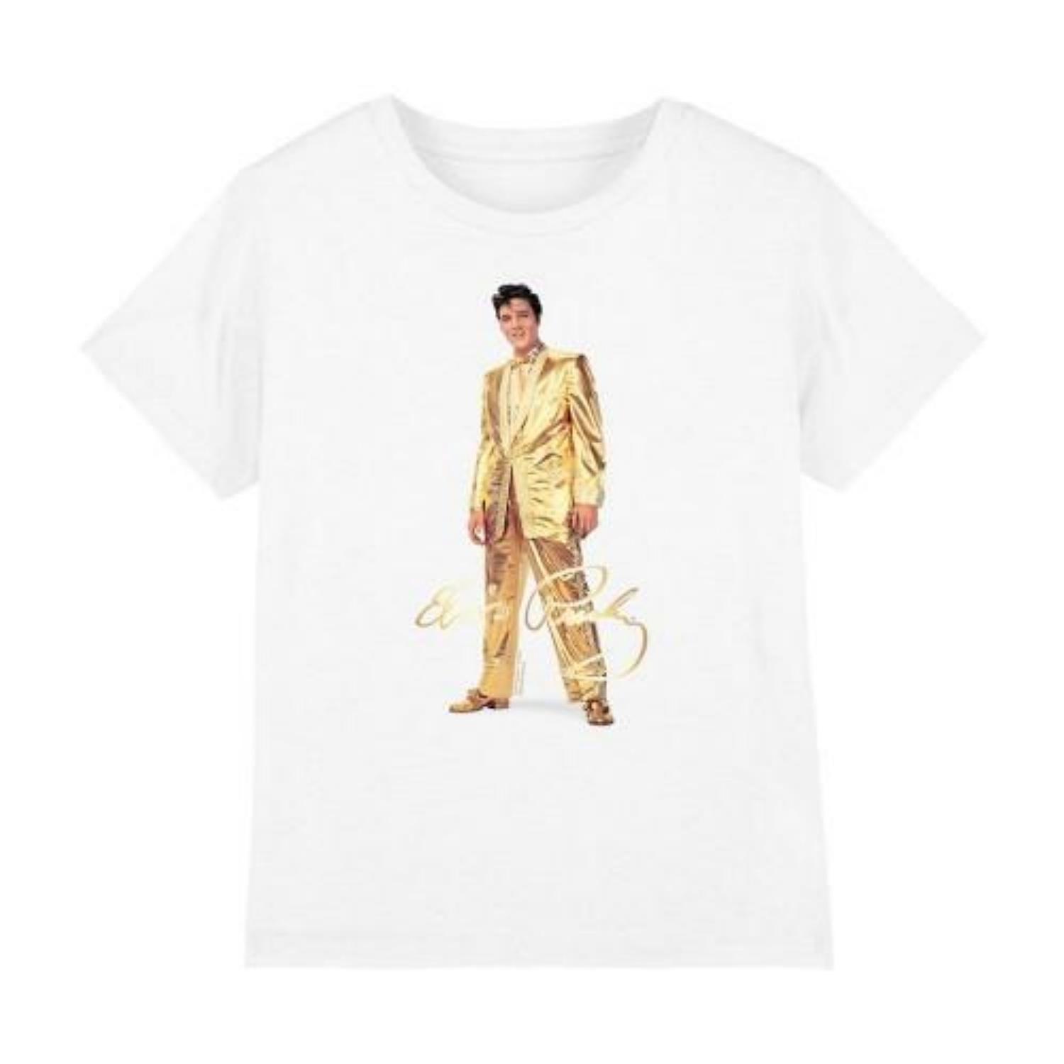 

Elvis Presley Childrens_Kids Gold Lame Suit T-Shirt S чёрный