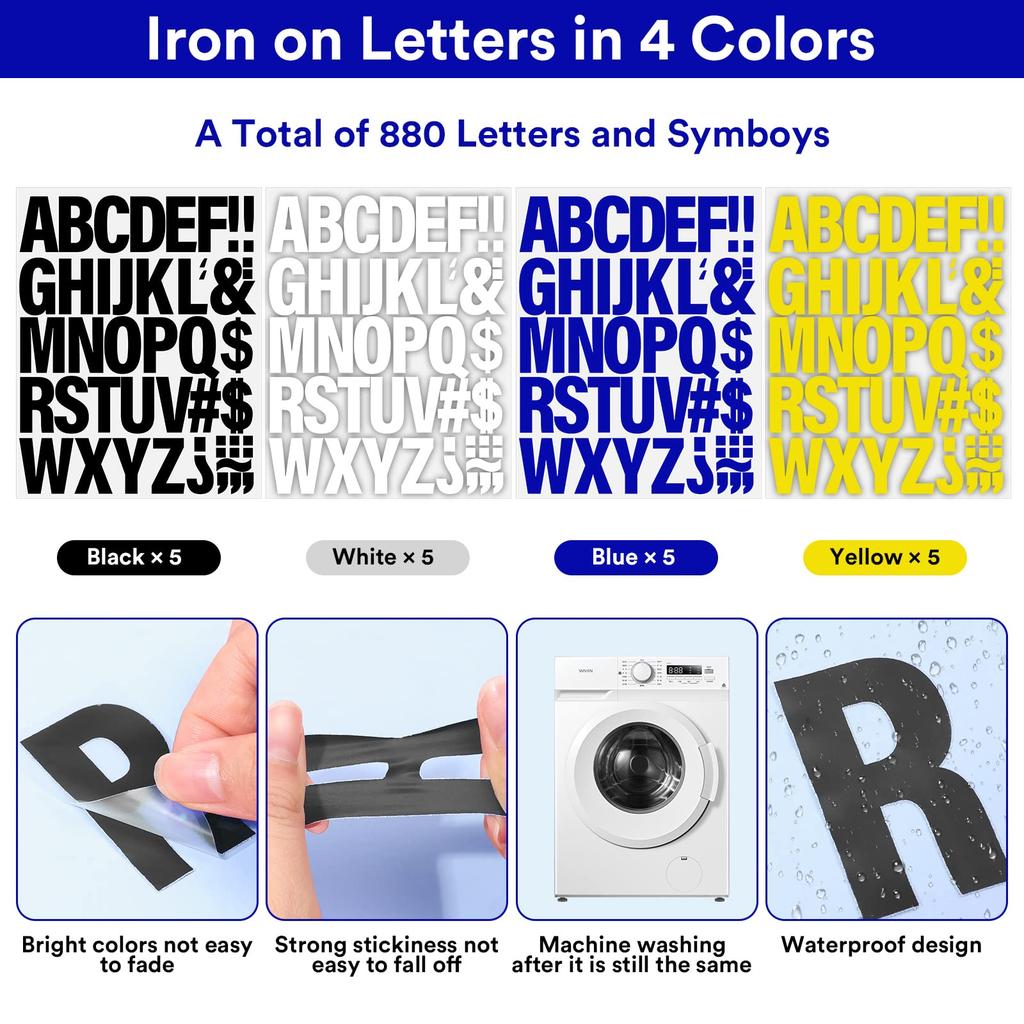 Iron On Letters 2 Inch Iron On Vinyl Letters for Clothing Heat Transfer Letters with A Z PU Alphabets Sticker Iron On Letters for Fabric Clothing