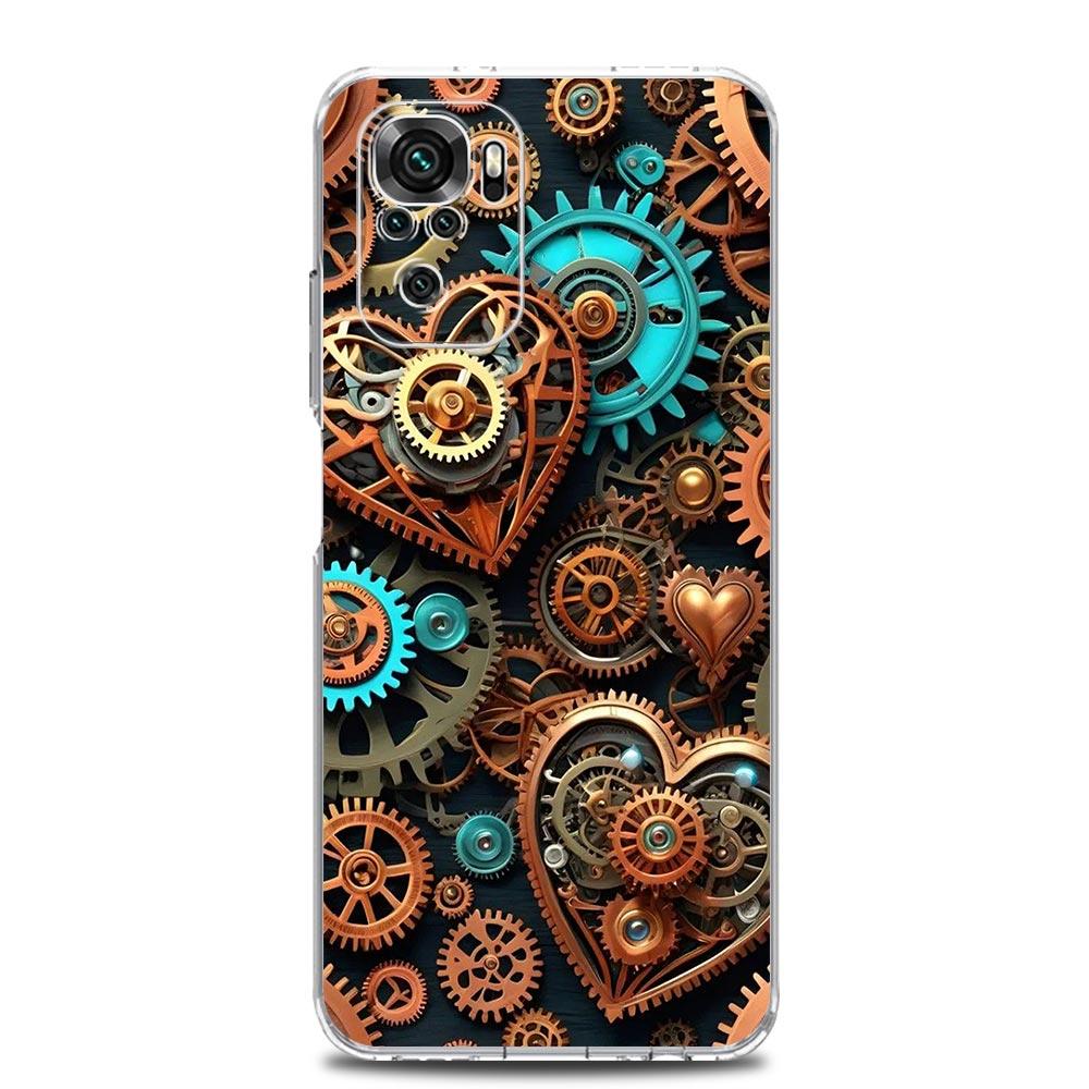 

Transparent Phone Case for Redmi 14C 13C 12C Note 14 13 12 11 K50 K40 Plus Pro 45G Soft TPU Cover Shell Mechanical Gear Pattern Note 14 5G