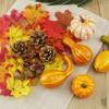 166Pcs Halloween Artificial Pumpkin Set Thanksgiving Ulation Pinecones Fall Harvest Decoration