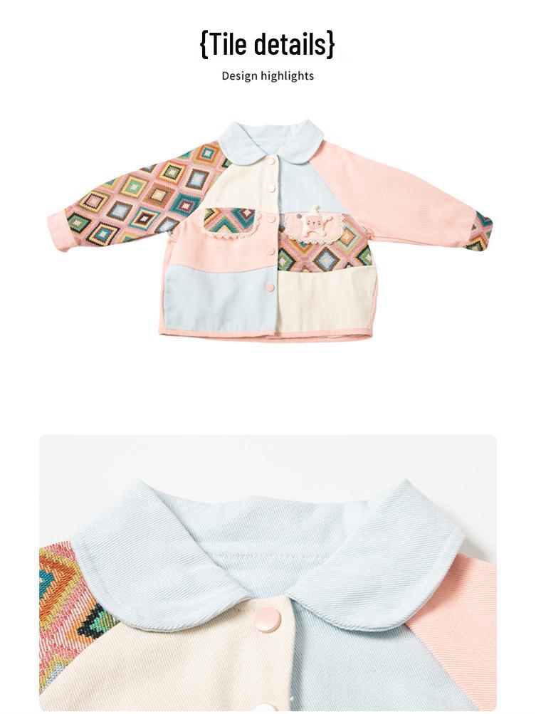 Mädchen Colorblock Jeansjacke - Trendige Frühling & Herbst Oberbekleidung für Kinder 2025