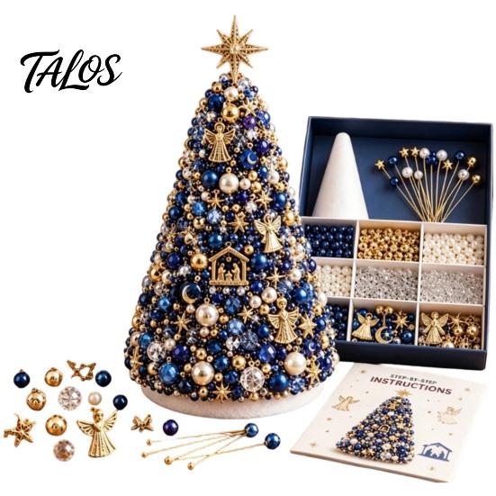 Bead Craft Kit for Christmas DIY Beaded Tree Adults, Kit, Ornament Crafting Set 3D Handmade Holiday Tabletop Mantel Decoration Desktop