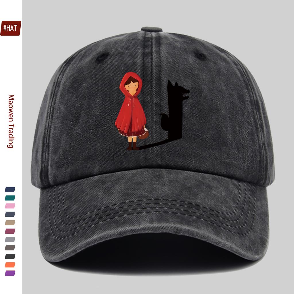 Pc Cartoon Wolf Silhouette Print Baseball Cap with Cartoon Character Print Design Sun Hat Party Decoration Hat Comfortable Ligh