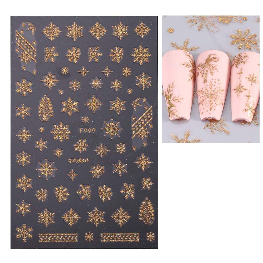 DIY Nail Charms Christmas Bronzing Nail Decals Christmas Snowflake Nail Decorations  Girls