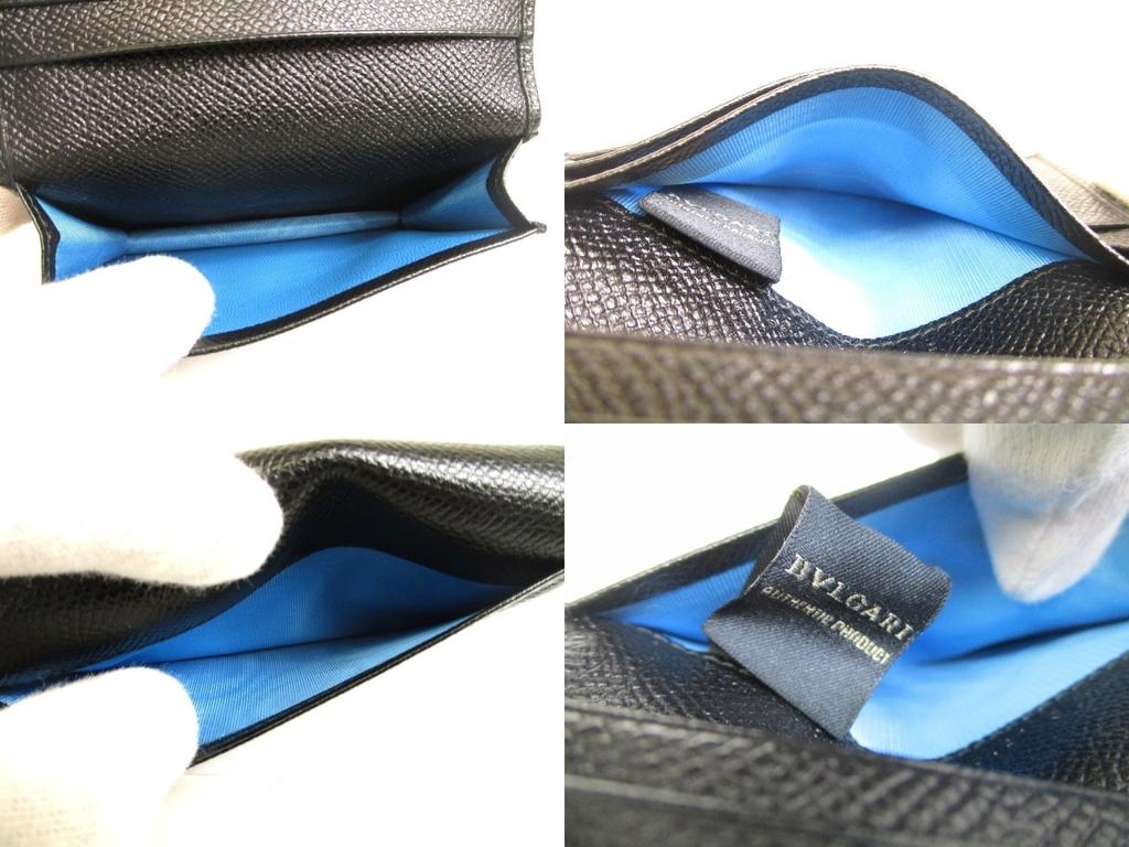 Authentic BVLGARI Black Grain Calf Leather Business Card Case Card Holder #a971  Open box