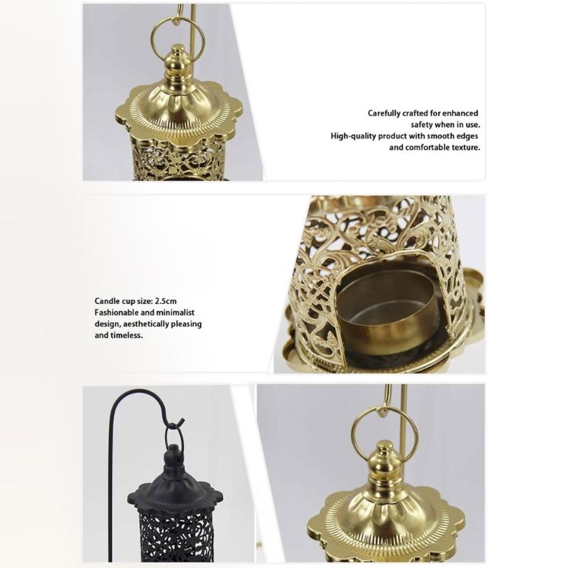 Barocke Stil Eisen Hängende Kerzenlaternen Teelichthalter Mit Komplexem Ausgeschnittenem Muster Für Romantiker Wohnaccessoires