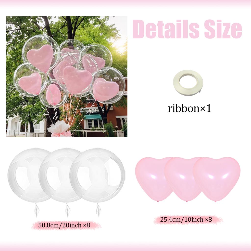 Love Bobo Balloon Set Heart Shaped Latex Balloon Transparent Bobo Balloon Proposal Birthday Shower Wedding Decoration Decoration